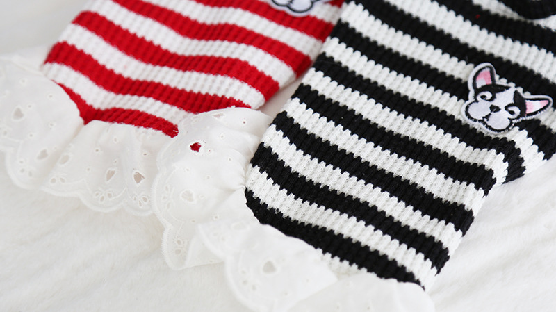 毛线花边条纹打底裙