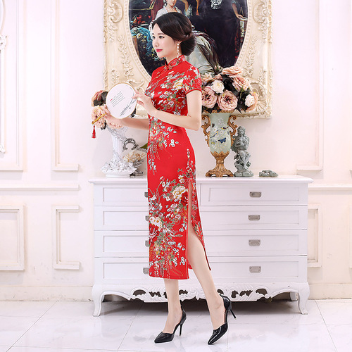  Chinese Dress Qipao for women national style long cheongsam with national characteristics and high definition digital printing cheongsam skirt