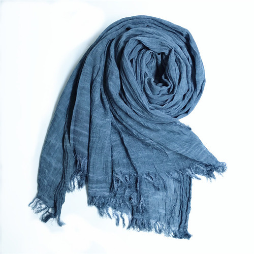 New autumn and winter scarf women's solid color cotton and linen scarf naturally wrinkled men's scarf shawl muslim scarf turban