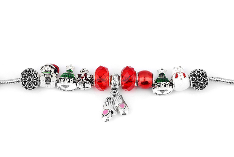 Braccialetti di perline natalizie, confezione regalo creativa per donna, bracciale con fiocco di neve, gioielli coordinati per le mani_voghion.com