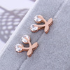 Earrings stainless steel, golden jewelry, accessory, Korean style, pink gold