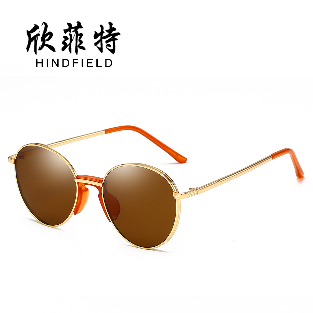 新款潮流复古金属圆框太阳眼镜时尚海洋片男女士通用防紫外线墨镜