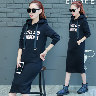 Mid length version Sweater Dress Autumn 2018 new pattern Korean Edition Long sleeve Plush Lazy wind Overknee longuette Autumn and winter