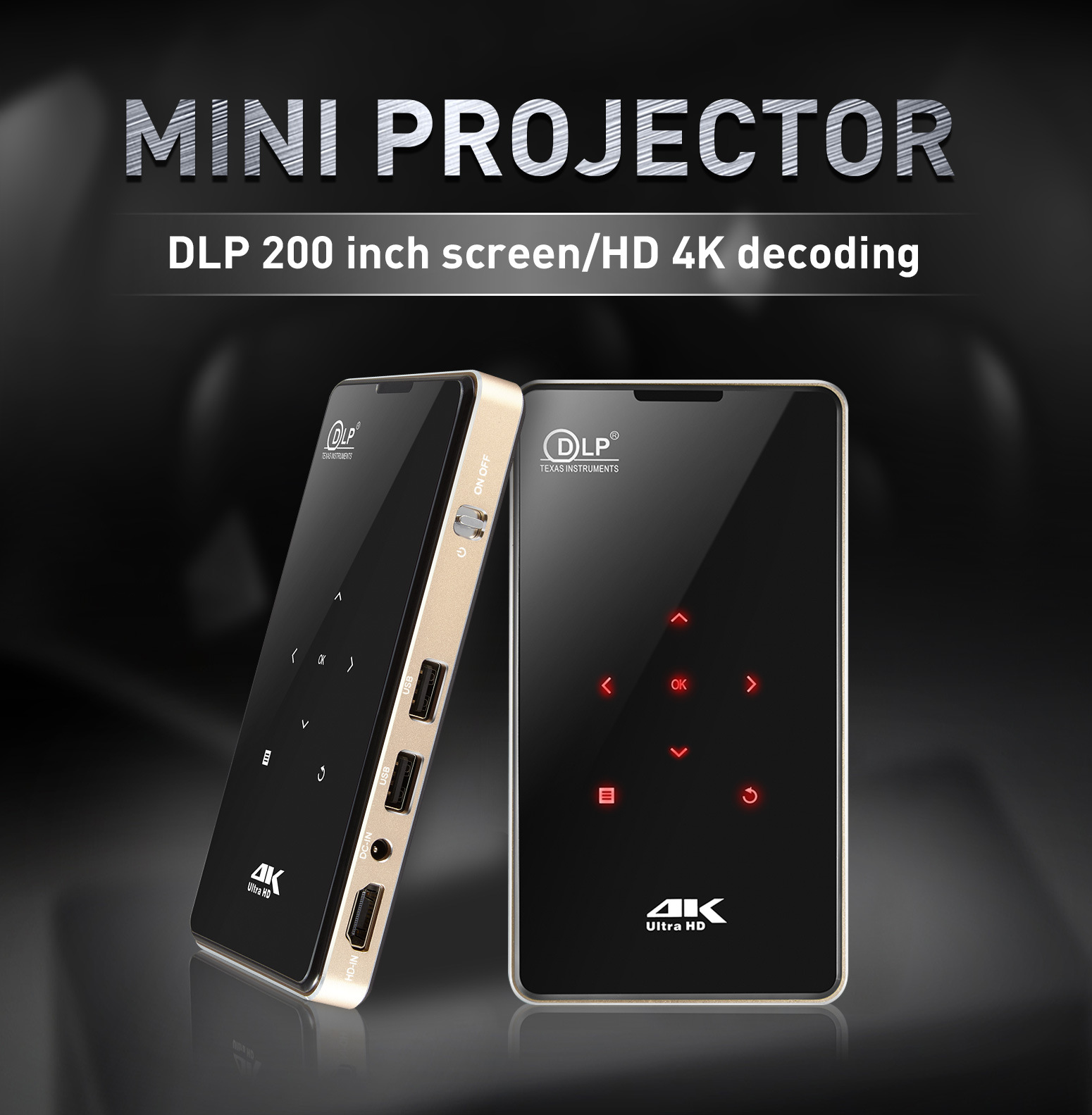 Mini-projecteur mobile 1080P HD sans fil WIFI - Ref 3424012 Image 1