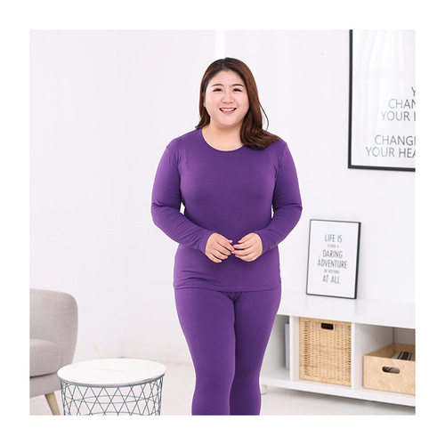 Thermal underwear for women autumn and winter long-sleeved cotton close-fitting large size elastic fat mm thermal clothing suit one piece drop shipping