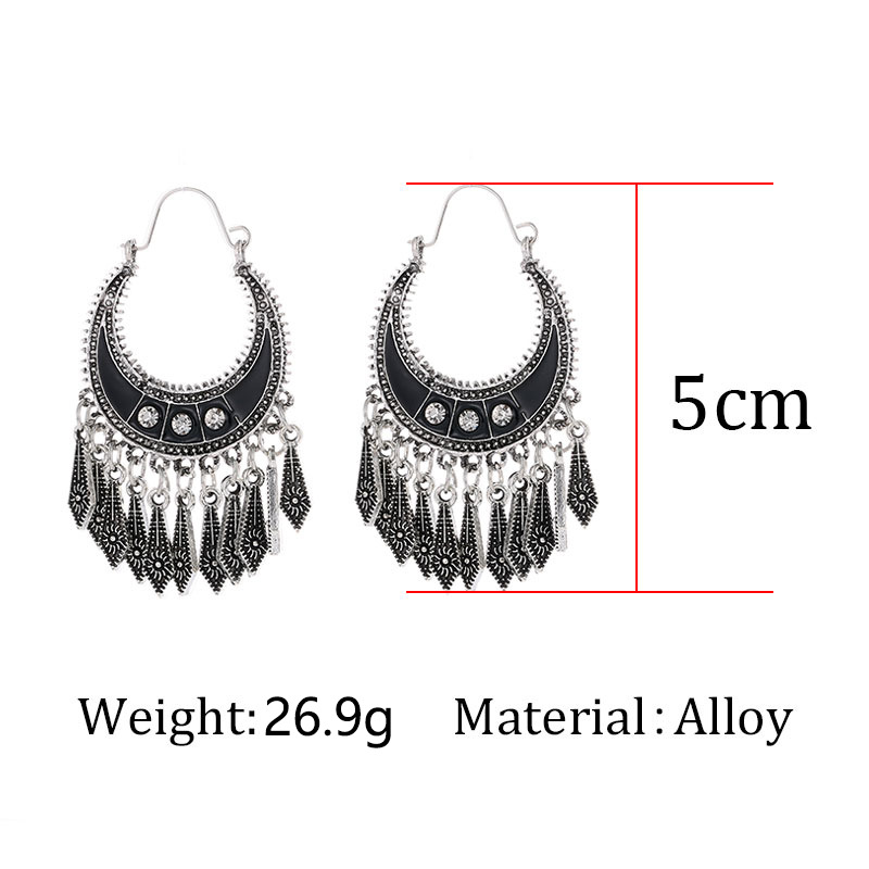 Nuevo Estilo Étnico Borla Moda Bohemia Negro Diamante Pequeño Flecha Colgante Pendientes display picture 2