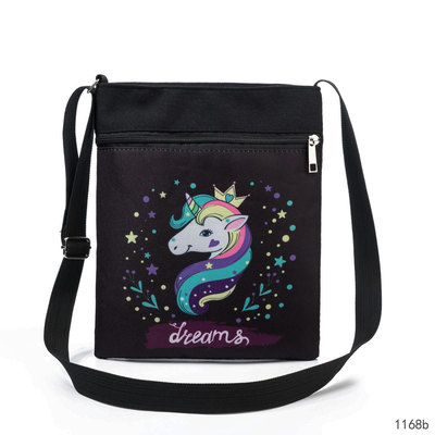 Cross border Explosive money lovely 3D Printing unicorn Inclined shoulder bag Ethnic style Dual zippers printing The single shoulder bag wholesale