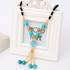 波西米亞民族復古木質毛衣鏈木項鍊旅遊飾品異域風情雕花歐美