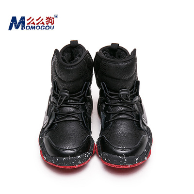 麽麽狗兒童靴子2018冬季新款男童靴中大童冬鞋學生中筒雪地靴棉靴