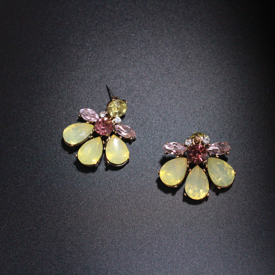 16g Weight Drop Earrings Classification 1 Pair Quantity Daily Occasion Plastic Material Flower Pattern Women'S Gender Rhinestone Design Simple Style Style 1 Pair Simple Style Flower Plastic Rhinestone Women's Drop Earrings 6