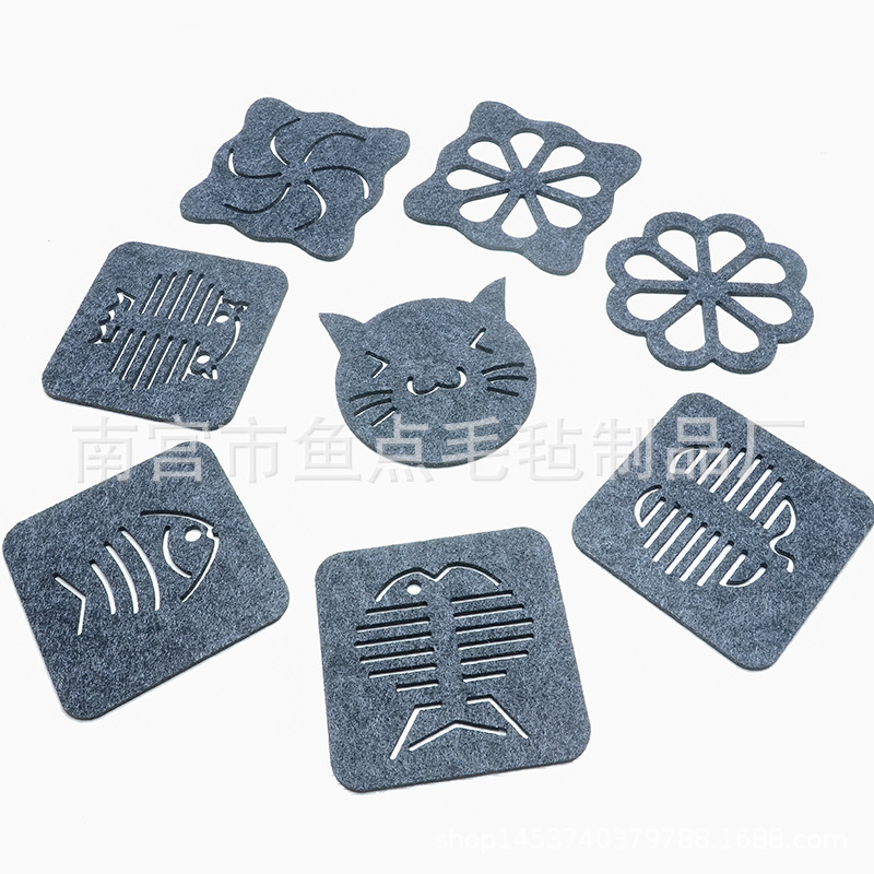 毛毡杯垫可爱创意镂空杯垫隔热加厚垫吸水养壶垫厂家批发定制logo