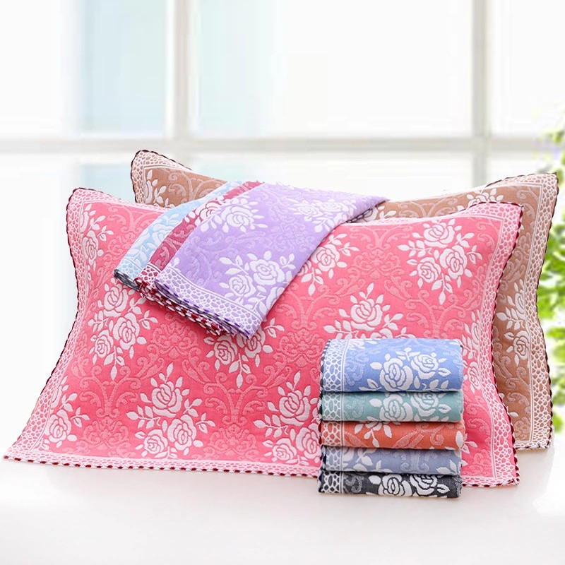 廠家直銷純棉三層紗布32股加厚枕巾