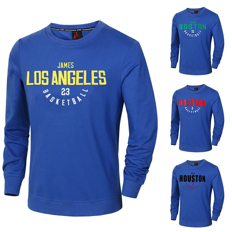 Новый мужской хлопок плюс размер Тренировки Баскетбол Спорт с длинным рукавом свитер футболка