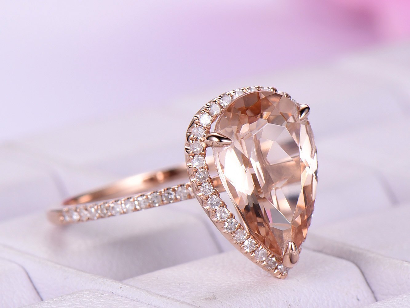 Boutique New Large Drop-shaped Gemstone Ladies Ring Copper Plated Rose Gold Jewelry display picture 1