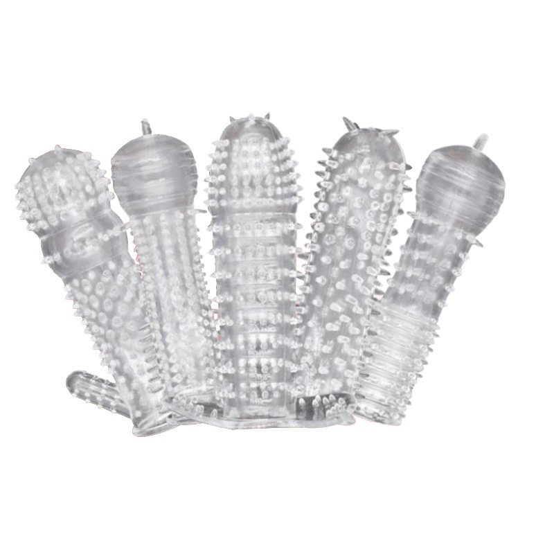 Wolf-Tooth Crystal Textured Condom Cover Sleeve, Soft Transparent TPE, Adult Couple Use — detail image 3