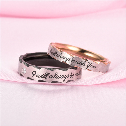 European and American classic fashion style, diamond-encrusted rose gold black pair ring LOVE, flower minions couple ring manufacturer