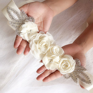 Rose flower pearl bridal wedding belt Party bridesmaid dress pregnant woman flower belt party photo sashes