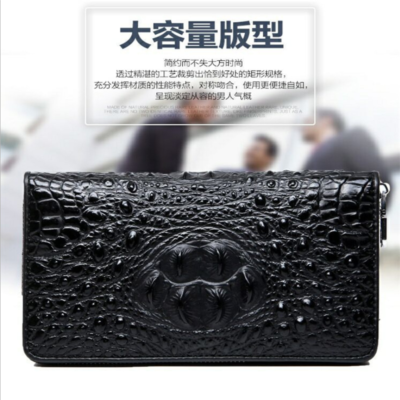 Crocodile pattern men's handbag large-ca...