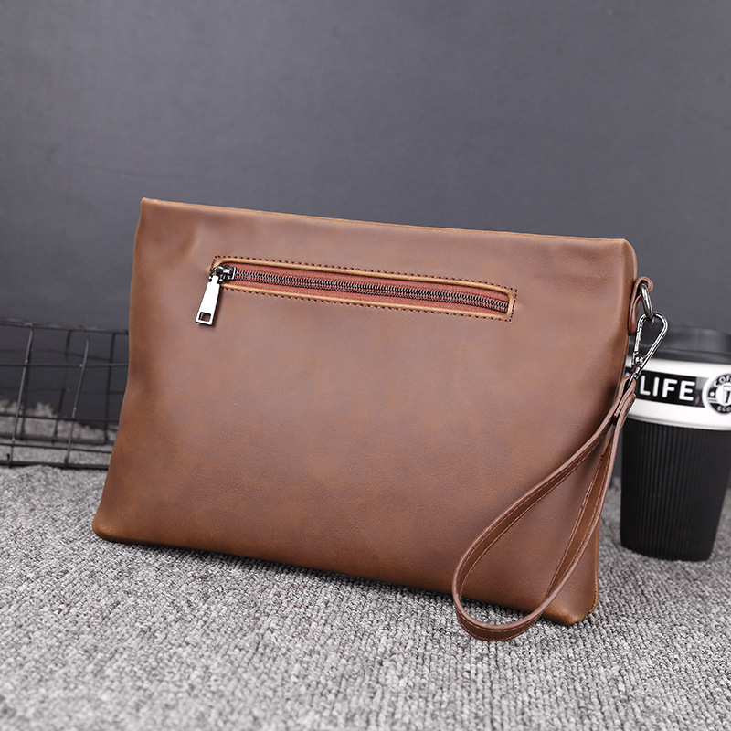 Men's Solid Color Pu Leather Zipper Handbag display picture 7