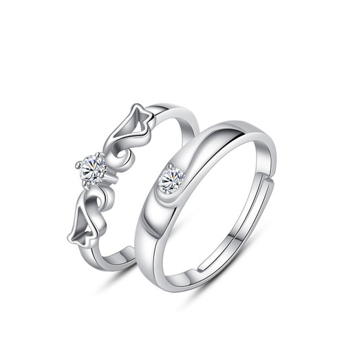 Elegant Minimalist Couple's Rings for Men and Women, Open-Ended Ins Fashion with Butterfly Knot Wings on the Ring