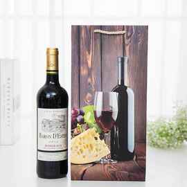 新款 木纹奶酪单只装纸质红酒袋葡萄酒包装袋纸袋烟酒手提袋现货