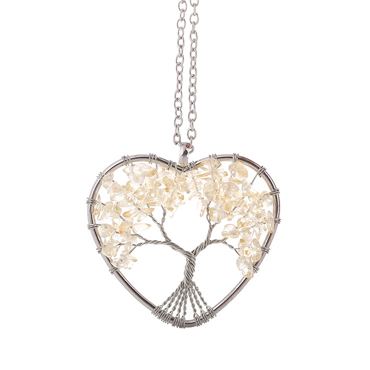 Retro Heart Shape Alloy Plating Natural Stone Pendant Necklace 1 Piece