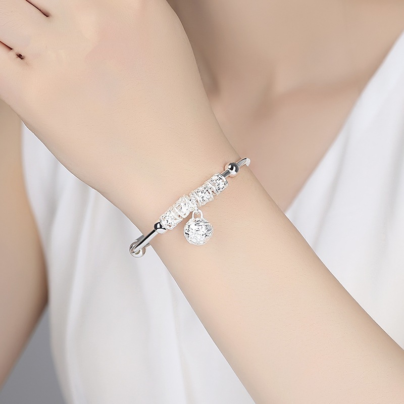 Zhenrong 925 pulsera plateada de las mujeres Palacio Campana estilo japonés y coreano de moda todo partido De plata pura pulsera de cuentas de la suerte estilo étnico