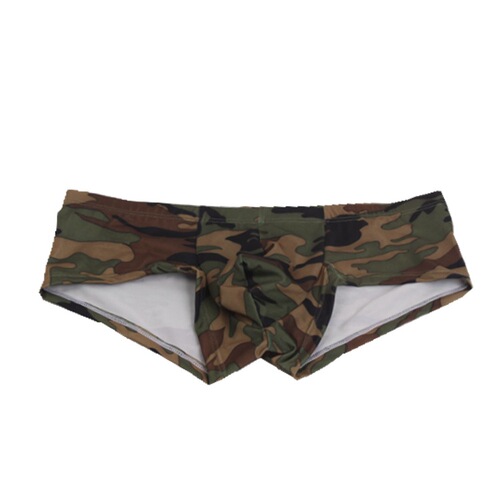 Men's underwear camouflage small boxer low waist sexy bumpy milk silk thin AliExpress dropshipping