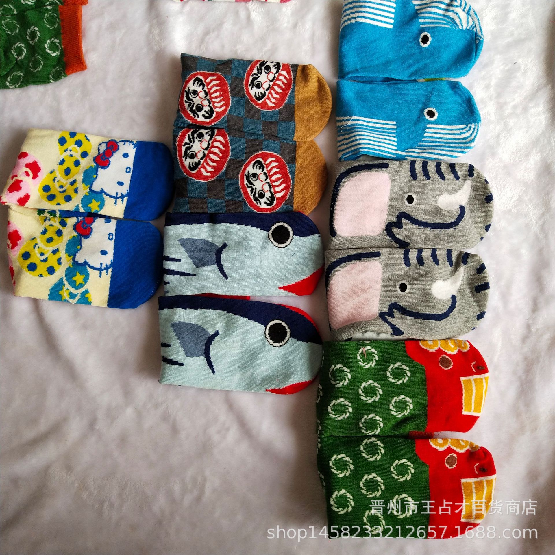 春季新款女士船袜 卡通插画短袜个性创意棉袜 直板袜子厂家直销