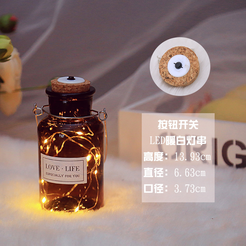 Botella de deseos luminosa botella de vidrio creativa qixi amante graduación regalo Navidad LED deriva botella estrella