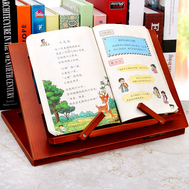 Настольная подставка для книг Reading Book Stand, сосновая деревянная регулируемая полка, держатель для планшета и книг 34×23.5×2.5 см