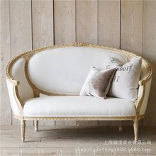 美式实木沙发定制家具橡木雕花复古双人沙发高端会所休闲沙发椅