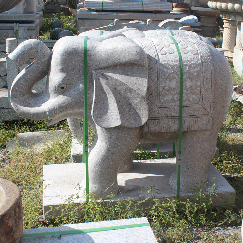 业务:13679700428 厂家批发石雕大象吉祥如意大理石母子象汉白玉大象雕塑