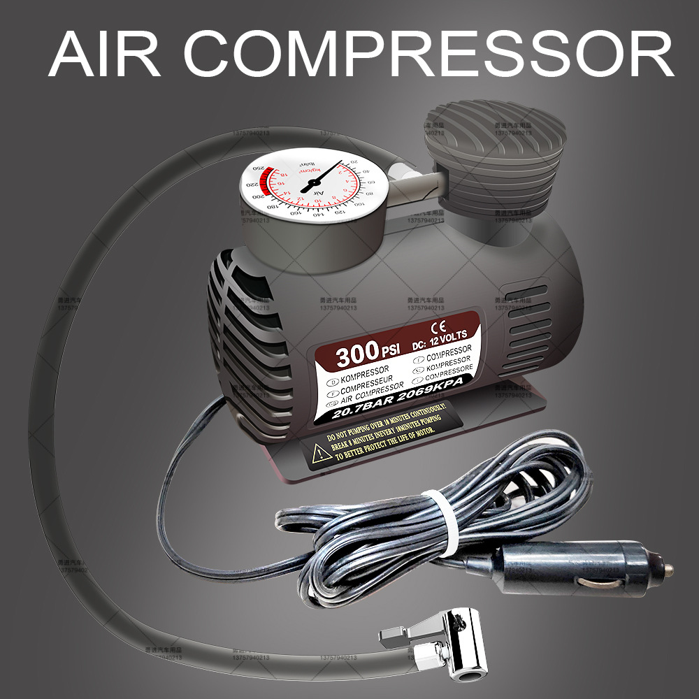 火车头车载充气泵单缸12V便携式小轿车轮胎多功能汽车打气泵