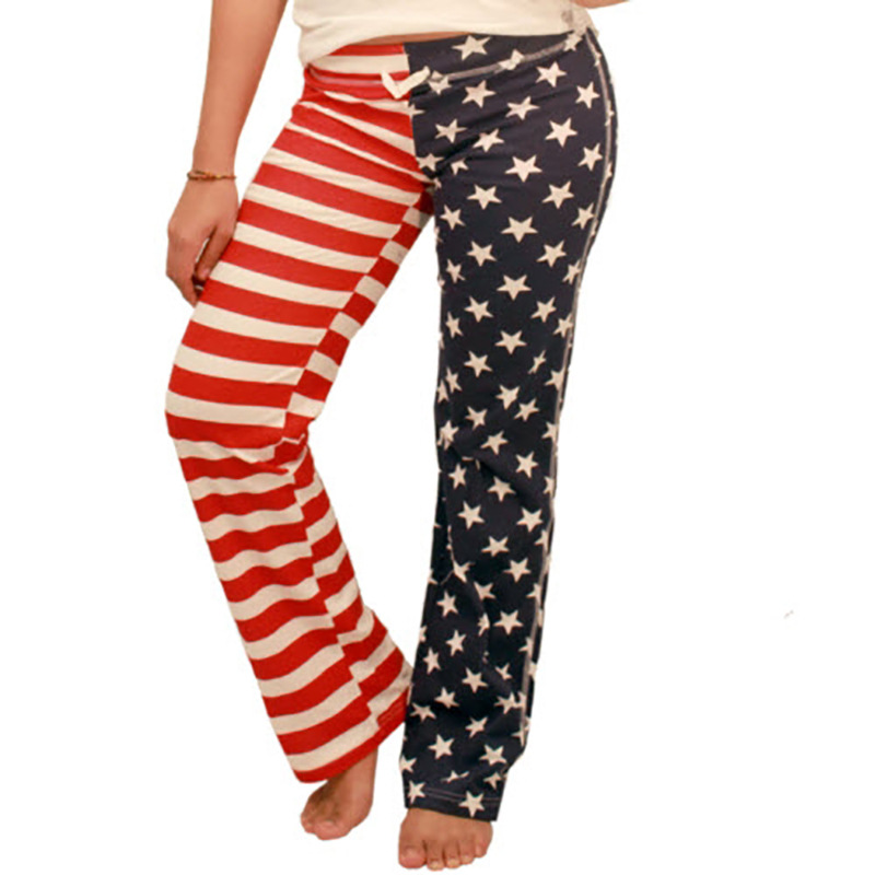 Casual Pants with American Flag Print Spring Collection Straight Leg Trendy Style for Streetwear Wholesale Available