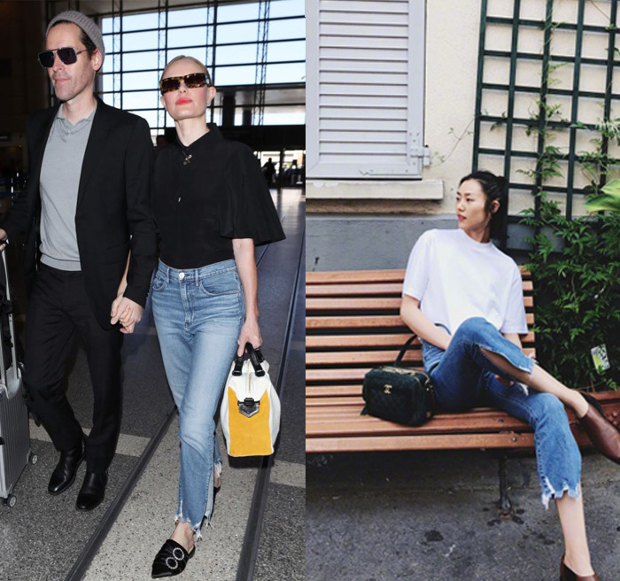 Special Offer: Dunda Cousin's Same Style 3*1 High-Waisted Hem Brushed Raw Edge Slit Straight Denim Women's Pants