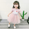 Summer cartoon rabbit with bow, dress for princess, children's clothing, wholesale