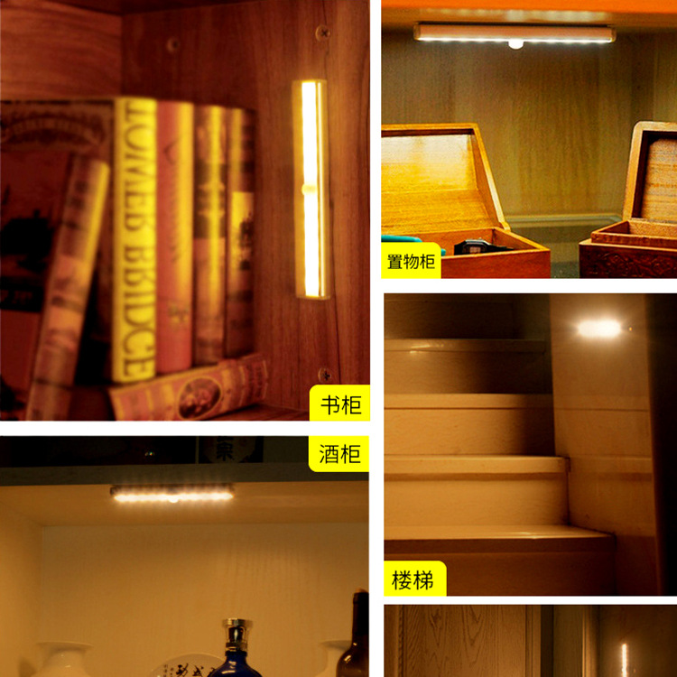 亚马逊爆款遥控橱柜灯led柜底灯家用感应灯免安装智能无线小夜灯