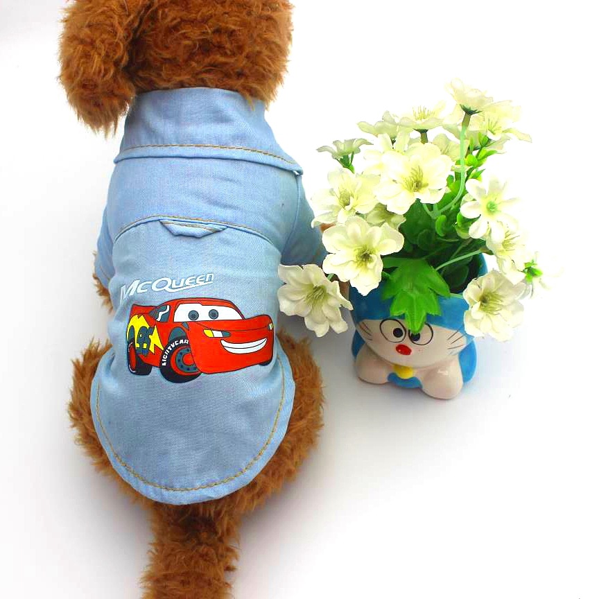 服装厂家 宠物狗服装2019秋装新款 狗衣服汽车牛仔面料衬衫两脚衣