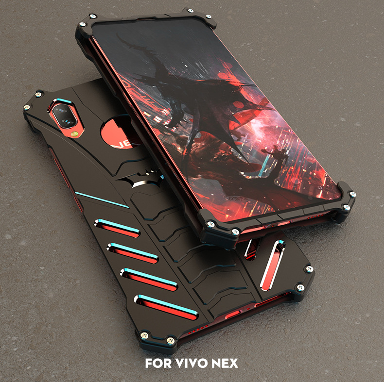 R-Just Batman Shockproof Aluminum Shell Metal Case with Custom Batarang Stent for vivo NEX S & vivo NEX A