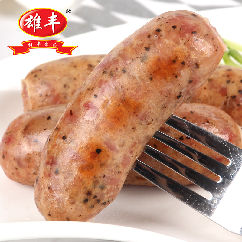 雄丰 黑椒味地道肠1500g热狗烧烤肠纯肉黑胡椒火山石烤肠烧烤香肠|ms