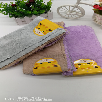 新品高密珊瑚绒方巾30*30婴幼儿口水巾儿童小毛巾擦一卡5条装