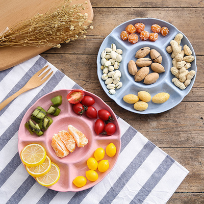 New products wheat stalk circular Five grid Dine Dinner plate Northern Europe Color baby Sub-grid Snack tray children Having dinner Dinner plate