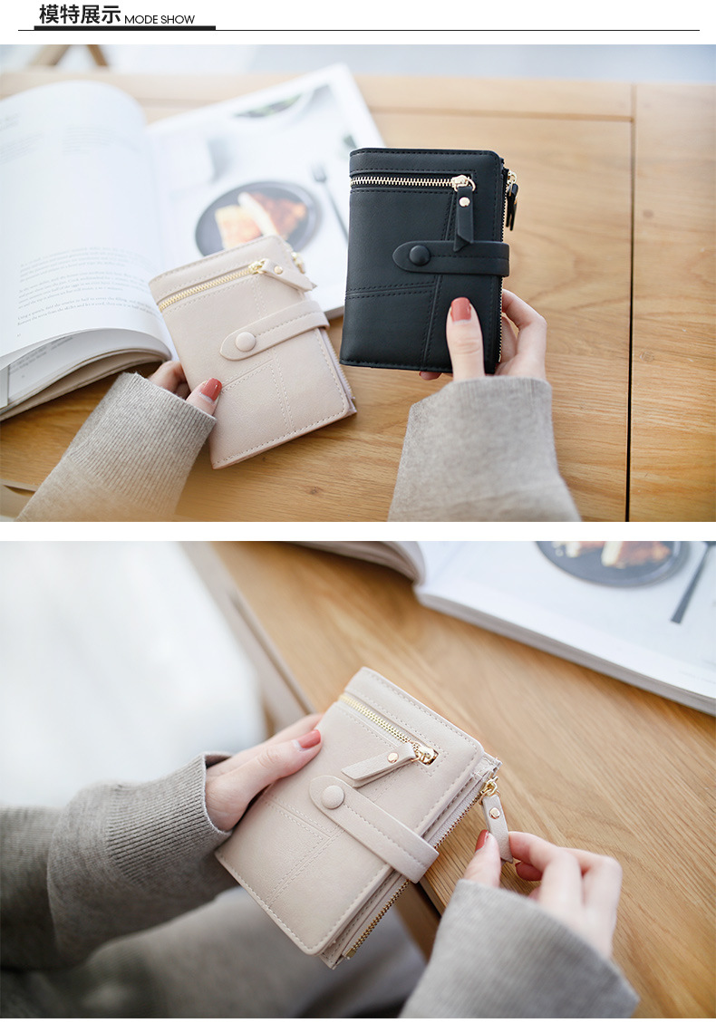 Women's Solid Color Pu Leather Hook Loop Wallets display picture 2