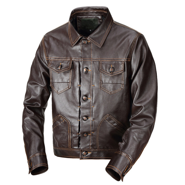 Autumn and winter PU leather washing casual men’s jacket
