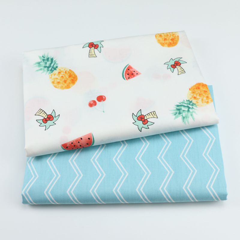 菠萝波纹印花布料 宝宝被套床单幼儿园三件套面料全棉布料批发