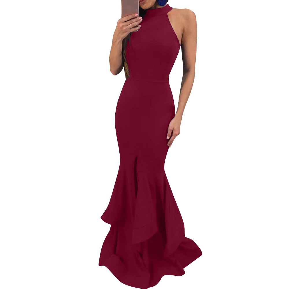 Solid Color Sleeveless Prom Dress NSHWM109585