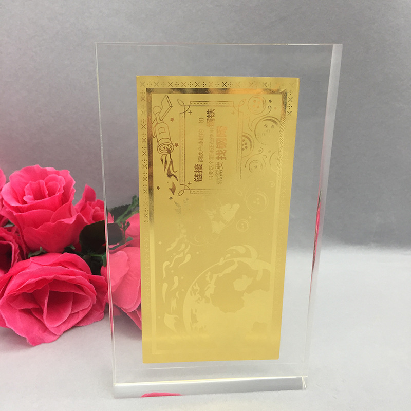 亚克力无缝热压内嵌有机玻璃透明埋工艺品树脂水晶纸镇纪念品