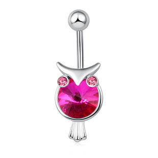 European and American ins style female copper material live wave beautiful owl Austrian zircon navel ring female navel ornaments