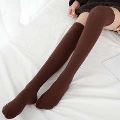 Leg Stripe Over-the-Knee Socks for Women with Double Needles, Cotton, Korean Style, Student Long Cylinder Academy Wind, Autumn/Winter Slimming